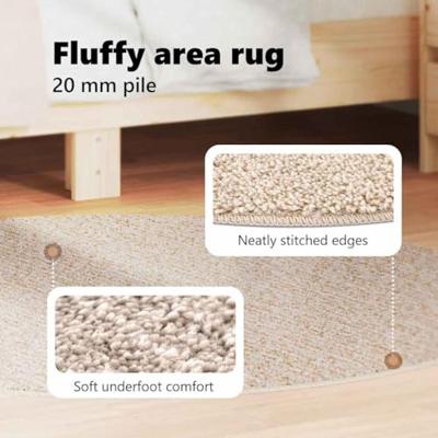 VidaXL Antislip shaggy tapijt crème 120 x 120 cm pp VidaXL Antislip shaggy tapijt crème 120 x 120 cm pp