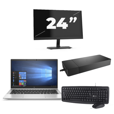 HP EliteBook 830 G7 - Intel Core i7-10e Generatie - 13 inch - 8GB RAM - 256GB SSD - Windows 11 + 1x 24 inch Monitor