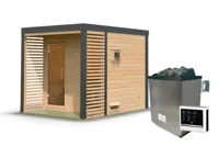 Karibu | Ares 2 Buitensauna | Onbehandeld-Antraciet | Kachel 9 kW Externe Bediening - thumbnail