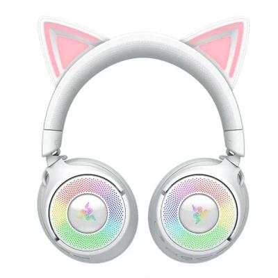 Razer Kraken Kitty V3 Pro - RGB Kitty draadloze gamingheadset - reactieve kattenoren voor streaming Hoofdtelefoon - Triforce 40mm Driver - Hyperspeed Wireless & Bluetooth - THX Spatial Audio | Wit