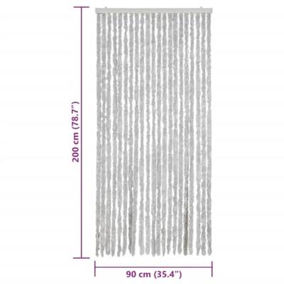 Vliegengordijn 90x200 cm chenille grijs