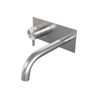 Brauer Brushed Edition Inbouw Wastafelmengkraan met Gebogen Uitloop en Afdekplaat Model B2 RVS Geborsteld PVD - thumbnail