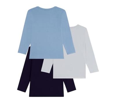 Set van 3 effen katoenen PETIT BATEAU t-shirts met lange mouwen voor kinderen blauw Set van 3 effen katoenen PETIT BATEAU t-shirts met lange mouwen voor kinderen blauw