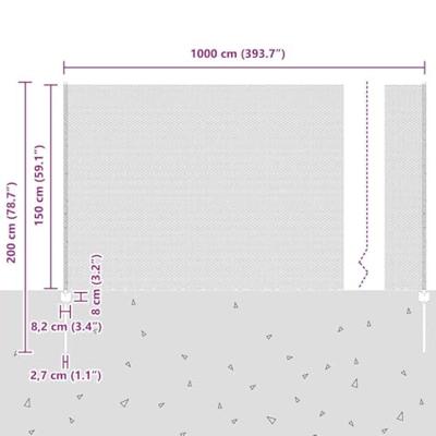 VidaXL Hek met paal zilver 1,5 x 10 m staal