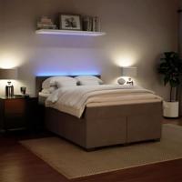 Boxspring met matras fluweel lichtgrijs 140x190 cm - thumbnail