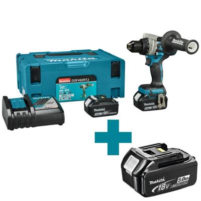 Makita DDF492RTJ 18v Boor-/schroefmachine | Incl. 2x 5.0Ah en snellader in Mbox - DDF492RTJ