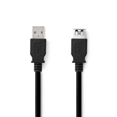 USB-Kabel | USB 3.2 Gen 1 | USB-A Male | USB-A Female | 5 Gbps | Vernikkeld | 1.00 m | Rond | PVC | Zwart