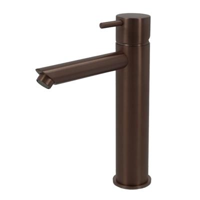 Hotbath Cobber - Wastafelmengkraan - zonder Waste - Laag - Bruin - Opbouw - Messing - V05