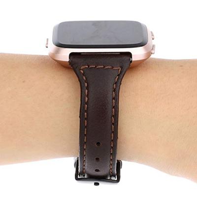 Fitbit Versa 1 / 2 & Lite Lederen bandje - Donkerbruin