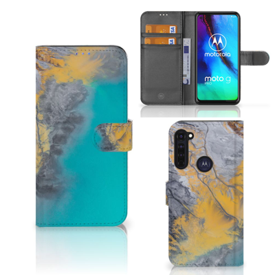 Motorola Moto G Pro | Bookcase | Marble Blue Gold Motorola Moto G Pro | Bookcase | Marble Blue Gold