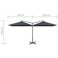 VidaXL Parasol dubbel met stalen paal 600x300 cm antracietkleurig - thumbnail