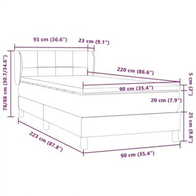 Boxspring met matras fluweel lichtgrijs 90x220 cm