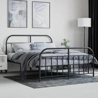 Bedframe met hoofd- en voeteneinde metaal zwart 140x200 cm - thumbnail