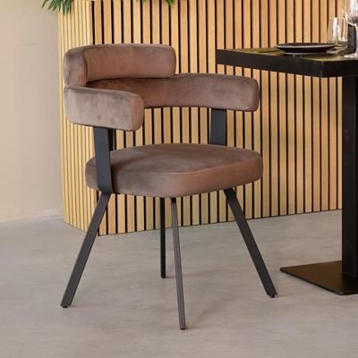 LABEL51 Eetkamerstoel Bardio - Taupe - Fluweel