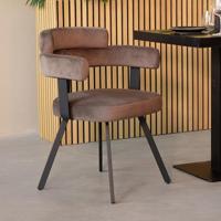LABEL51 Eetkamerstoel Bardio - Taupe - Fluweel - thumbnail