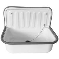 Xellanz Uitstortgootsteen - Glans Wit - Plaatstaal met Stootrand & Afvoerstop - thumbnail