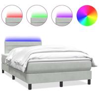 Boxspring met matras en LED fluweel lichtgrijs 120x210 cm - thumbnail