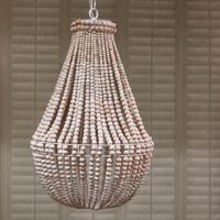 Rivièra Maison Hanglamp 'Bologna' Mangohouten kralen, 53cm - thumbnail