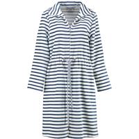 Cawö Cawö Dames Badjas kort met Tunnelkoord en Rits 6597 Navy 40 - thumbnail