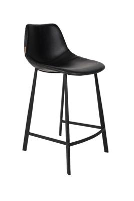 Dutchbone Barkruk 'Franky' PU (zithoogte 65cm), kleur Zwart