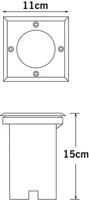 KonstSmide GrondSpot 11cm vierkant RVS - 7608-000 - thumbnail