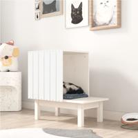 VidaXL Kattenhuis 60x36x60 cm massief grenenhout wit - thumbnail
