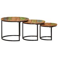 Tafeltjesset 3 st massief gerecycled hout - thumbnail