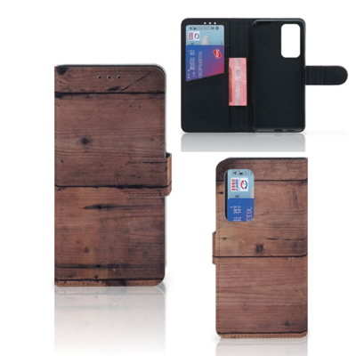 Huawei P40 Book Style Case Old Wood Huawei P40 Book Style Case Old Wood