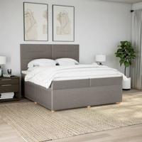 Boxspring met matras stof taupe 200x200 cm - thumbnail