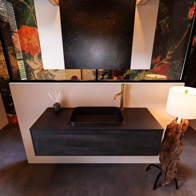 Badkamermeubelset Mondiaz Erin 120 cm met 1 Lade met RIDGE Wastafel Midden Urban met 1 kraangat Greeploos Mat Dark Brown Badkamermeubelset Mondiaz Erin 120 cm met 1 Lade met RIDGE Wastafel Midden Urban met 1 kraangat Greeploos Mat Dark Brown