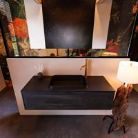 Badkamermeubelset Mondiaz Erin 120 cm met 1 Lade met RIDGE Wastafel Midden Urban met 1 kraangat Greeploos Mat Dark Brown - thumbnail