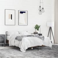 Bedframe bewerkt hout metaal bruin eikenkleur 120x190 cm - thumbnail