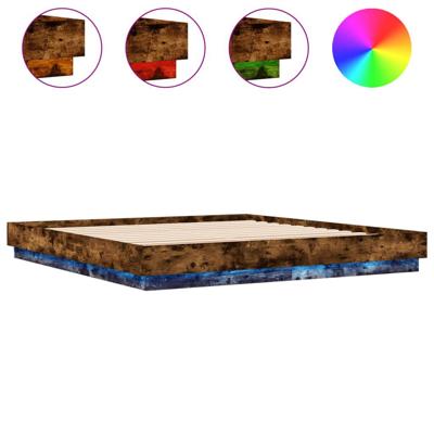 Bedframe met LED-verlichting gerookt eikenkleurig 180x200 cm