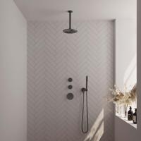 Brauer Gunmetal Carving Thermostatische Regendoucheset Inbouw - Hoofddouche 20 cm - Handdouche Staaf - Doucheslang - Wandaansluitbocht - Gunmetal - thumbnail