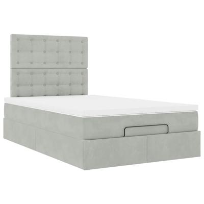 Ottoman bed met matrassen en LED's 90x200cm fluweel lichtgrijs