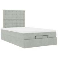 Ottoman bed met matrassen en LED's 80x200cm fluweel lichtgrijs - thumbnail