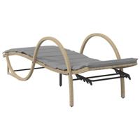 Ligbed met kussen 60x199x42 cm poly rattan beige - thumbnail