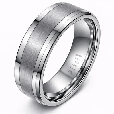 Wolfraam heren ring Geborstelde streep 8mm-20mm