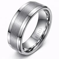 Wolfraam heren ring Geborstelde streep 8mm-20mm - thumbnail