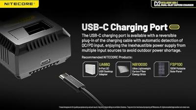 NiteCore CI2 Batterijlader Li-ion, NiMH, NiCd 10440, 14500, 14650, 16500, 16340, 16650, 17350, 17500, 17650, 17670, 18350, 18490, 18500, 18650, 18700, 21700,