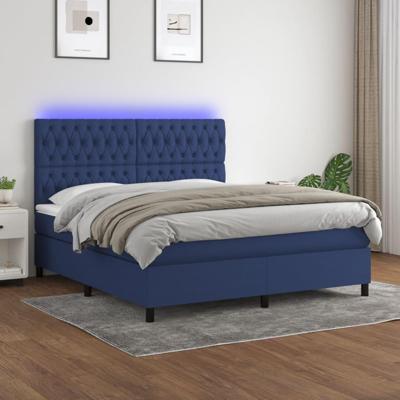 Boxspring met matras en LED stof blauw 160x200 cm