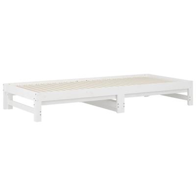Slaapbank uitschuifbaar massief grenenhout wit 2x(90x200) cm - thumbnail