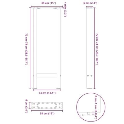 Console tafelpoten 2 st 38x(72-73) cm staal antraciet
