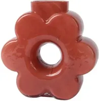 Decoris vaas glas deco 14.5x5.5x14.5cm rood - thumbnail