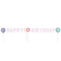 Letterbanner &apos;Happy Birthday&apos; Pastel Roze - thumbnail
