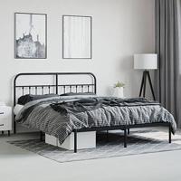 Bedframe met hoofdbord metaal zwart 183x213 cm - thumbnail