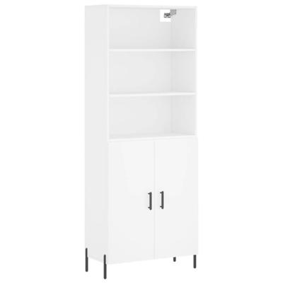 Hoge kast 69,5x34x180 cm bewerkt hout wit