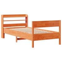 Bedframe zonder matras massief grenenhout wasbruin 75x190 cm - thumbnail