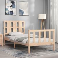 Bedframe met hoofdbord massief hout - thumbnail
