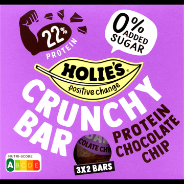 Holie&apos;s Crunchy Bar Protein Chocolate Chip 3 x 2 Stuks 6 x 20 g bij Jumbo